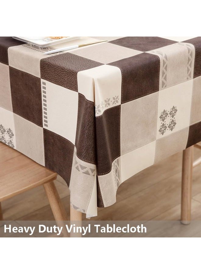 TruDelve Heavy Duty Vinyl Tablecloth Plastic Table Cloth Waterproof Wipeable PVC Table Cloth Square Table (54'' x 54'', Lattice-2) - Image 2