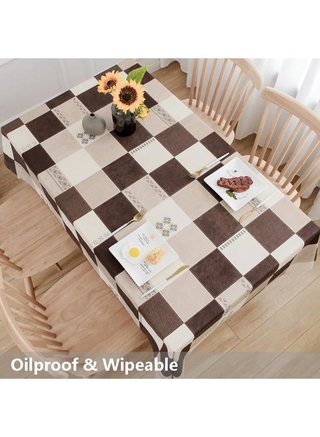 TruDelve Heavy Duty Vinyl Tablecloth Plastic Table Cloth Waterproof Wipeable PVC Table Cloth Square Table (54'' x 54'', Lattice-2) - Image 5