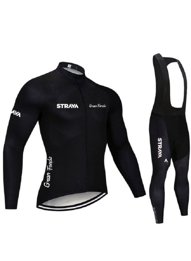 Strava Autumn And Winter Cycling Clothing Long Sleeve Team Version Cycling Clothing Strap Suit Men's And Women's Cycling Clothing