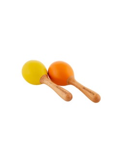 BRAINSMITH Swoora Wooden Maracas, Set Of 2 - Colourful Musical Instrument Rattle Toy For Baby And Kids (0-3 Years) - Non-Toxic, Hold And Shake Toy  - Image 1