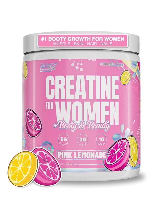 Nutrex Research Creatine for Women Booty & Beauty – Pink Lemonade | 5g Creatine, 2g Collagen, BCAAs & Hyaluronic Acid | Gluten Free, 30 Servings - Image 1