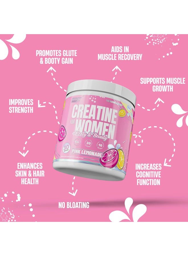 Nutrex Research Creatine for Women Booty & Beauty – Pink Lemonade | 5g Creatine, 2g Collagen, BCAAs & Hyaluronic Acid | Gluten Free, 30 Servings - Image 3