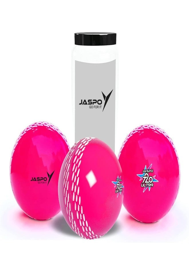 jaspo T20 Ultra Practice Cricket Balls (Pack of 3) for Indoor & Outdoor Play,Weight 125-1 30 GMS, Colour Pink, Synthetic Rubber Material - Image 1