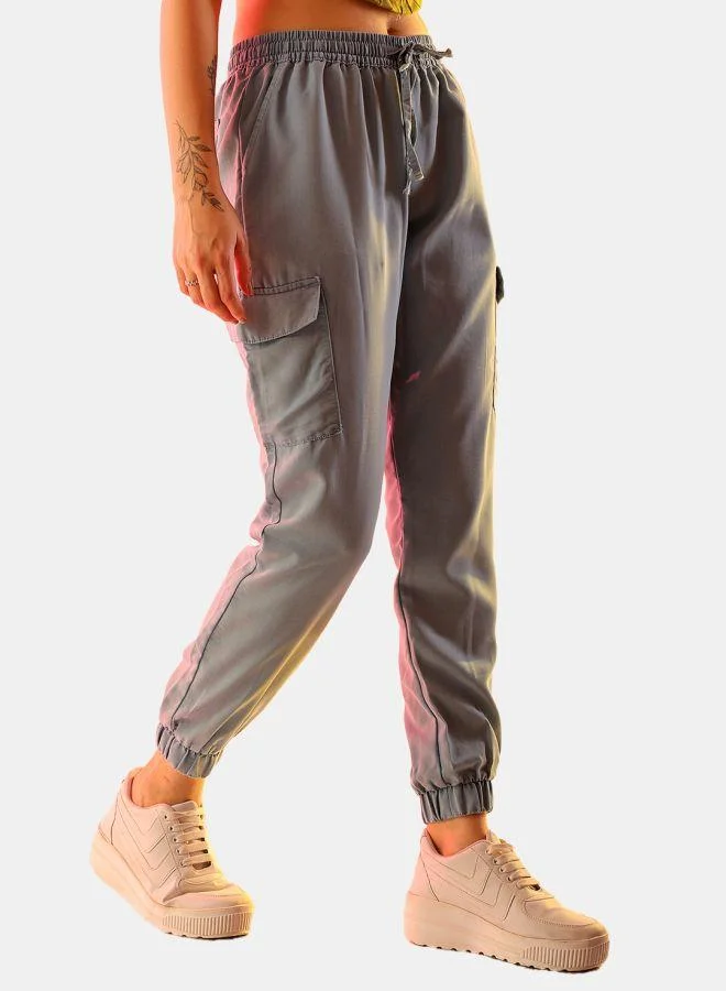 Freehand  Women Regular Fit Solid Mid-Rise Denim Cargo Joggers for Women | Best Price UAE