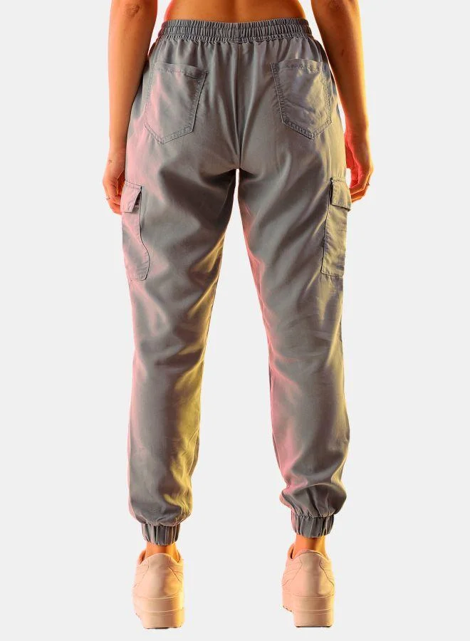 Freehand  Women Regular Fit Solid Mid-Rise Denim Cargo Joggers for Women | Best Price UAE