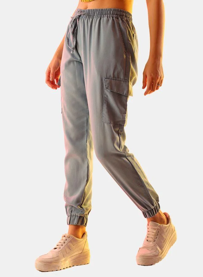 Freehand  Women Regular Fit Solid Mid-Rise Denim Cargo Joggers for Women | Best Price UAE