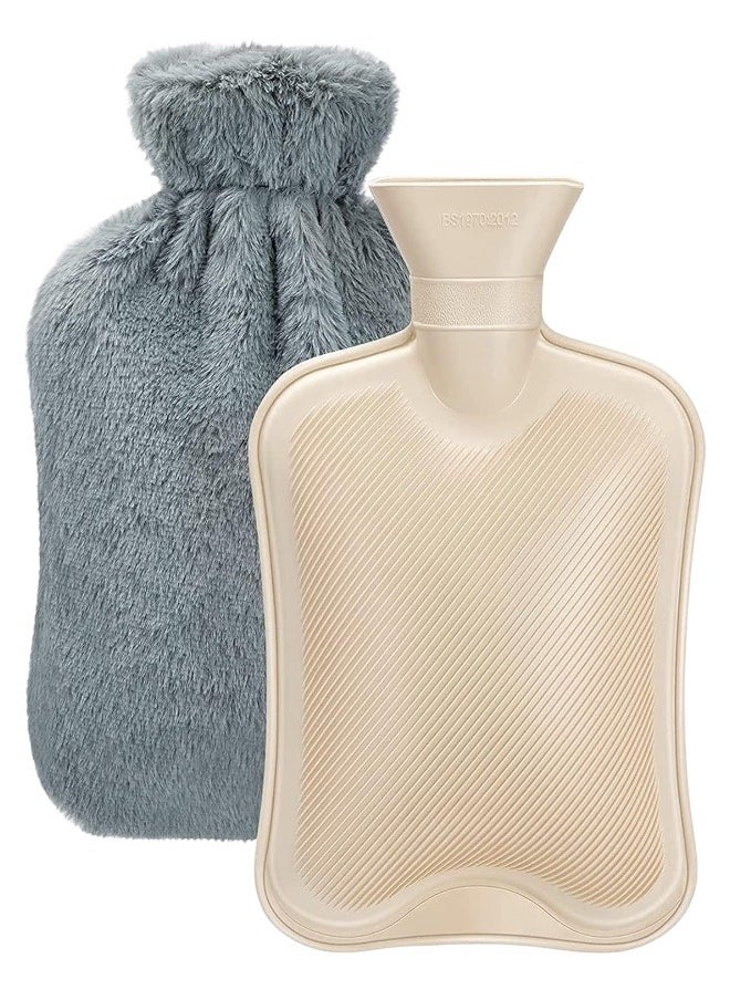 Cloudlyn Cloudlyn 2L water capacity hot water rubber bag with plush cover  for cramps and pain relief classic style grey  - Image 1