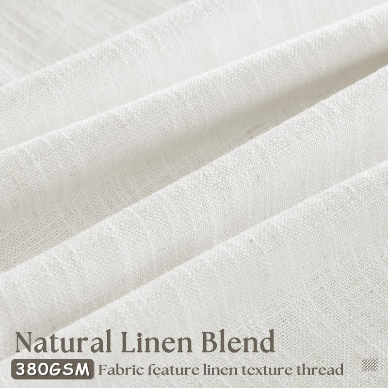 TWODRAPES Beige White Linen Curtains 108 Inches Long 2 Panels Set for Living Room Neutral Boho Thick Linen Textured Pinch Pleated Memory Shape Light Filtering Ceiling Semi Sheer Window Curtain Hook Rings Ivory - Image 3