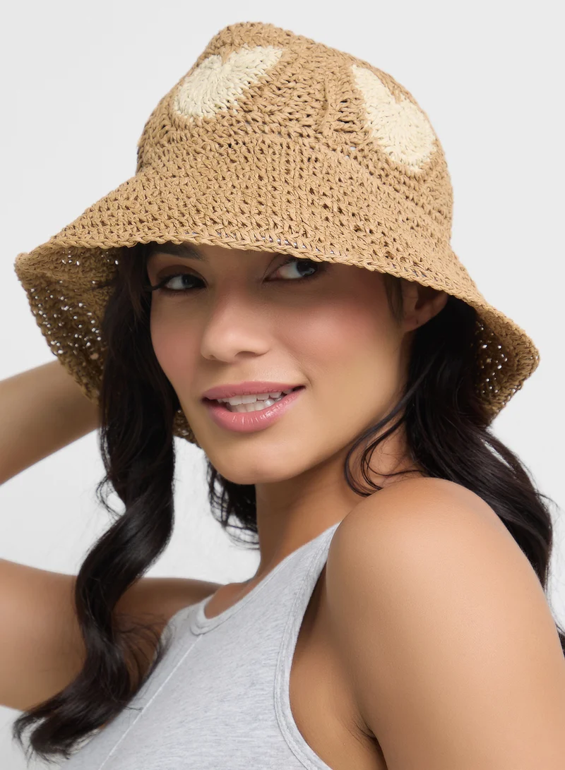 Ginger Heart Motif Raffiahat