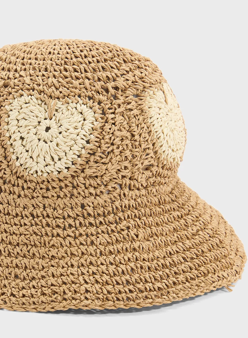 Ginger Heart Motif Raffiahat
