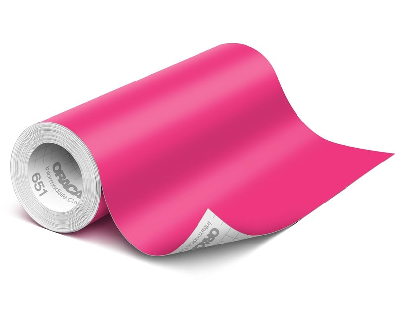 ORACAL 651 Matte Pink Vinyl Durable Roll Easy to Weed Permanent Adhesive Craft Vinyl for Plotting Machines, Decals & DIY Projects 12" x 50ft + Transfer Tape 12" x 24" - Image 1