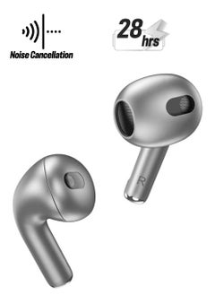 Bluetooth Earphone 5.3, Dual Mic ENC Headphones Noise cancellation HD Calls, Touch Control earbuds, Long Playback Battery (Silver Frost)
