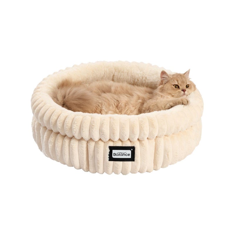 BALANCE Cat Bed Kitten Bed, Washable Round Cat Beds for Indoor Cats,Super Soft Plush Faux Fur Pet Bed for Puppy and Kitten with Anti-Slip Bottom - Image 1