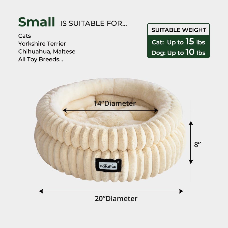 BALANCE Cat Bed Kitten Bed, Washable Round Cat Beds for Indoor Cats,Super Soft Plush Faux Fur Pet Bed for Puppy and Kitten with Anti-Slip Bottom - Image 5