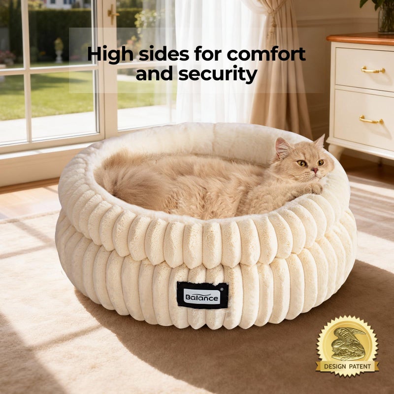BALANCE Cat Bed Kitten Bed, Washable Round Cat Beds for Indoor Cats,Super Soft Plush Faux Fur Pet Bed for Puppy and Kitten with Anti-Slip Bottom - Image 2