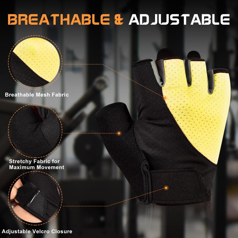 Sunnex Gym Gloves - Fingerless, Breathable Fitness Gloves for Weightlifting, Sports Training - Image 3