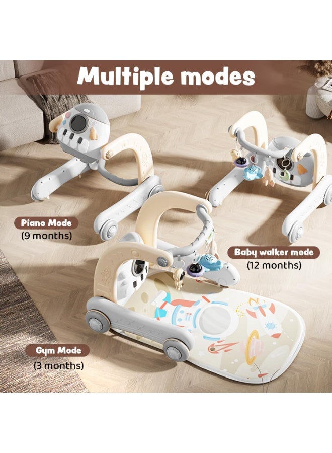 Baybee 4 in 1 Musical Baby Activity Walker & Convertible Play Gym | Push Walker with Piano, Lights, Rattles & Tummy Time Mat | Foldable Newborn to Toddler Toy for 0-36 Months Boys & Girls Pink - Image 2
