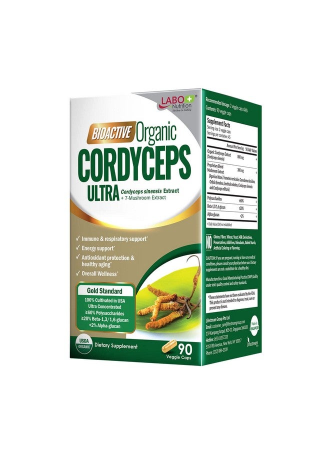 LABO Nutrition Bioactive Organic Cordyceps Ultra 8 Medicinal Mushroom Supplement Cordyceps Reishi Turkey Tail Maitake Agaricus Blazei Shiitake For Immunity Energy Stamina No Fillers - Image 1