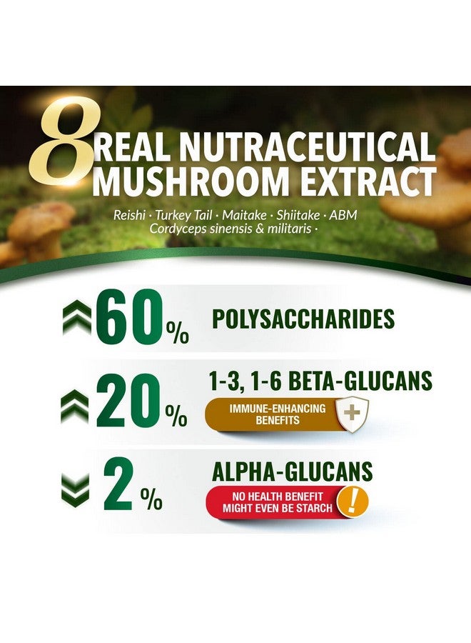 LABO Nutrition Bioactive Organic Cordyceps Ultra 8 Medicinal Mushroom Supplement Cordyceps Reishi Turkey Tail Maitake Agaricus Blazei Shiitake For Immunity Energy Stamina No Fillers - Image 3