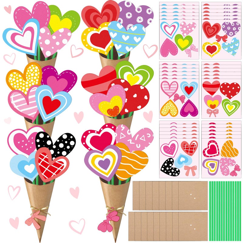 Motipuns 36 Set Valentine's Day Flower Bouquet Craft Kit Spring DIY Flower Paper Crafts Colorful Bouquets Make Your Own Thankful Gifts for Spring Handmade Project Home Activities - Image 1