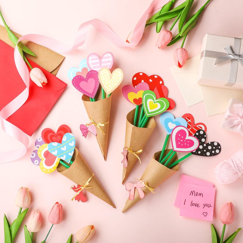 Motipuns 36 Set Valentine's Day Flower Bouquet Craft Kit Spring DIY Flower Paper Crafts Colorful Bouquets Make Your Own Thankful Gifts for Spring Handmade Project Home Activities - Image 2