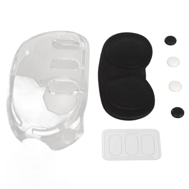 VR Headset Protective Shell Cover Transparent with Protective Lens Cover - Tempered Glass Lens Protectors Joystick Anti Skid Caps for Meta Quest 3 - Image 3
