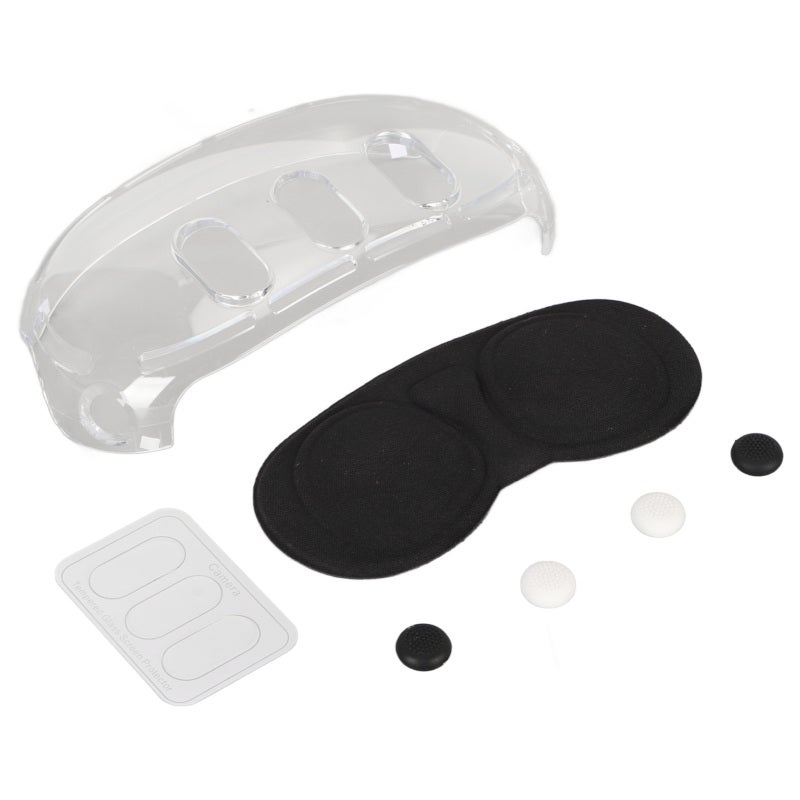 VR Headset Protective Shell Cover Transparent with Protective Lens Cover - Tempered Glass Lens Protectors Joystick Anti Skid Caps for Meta Quest 3 - Image 2