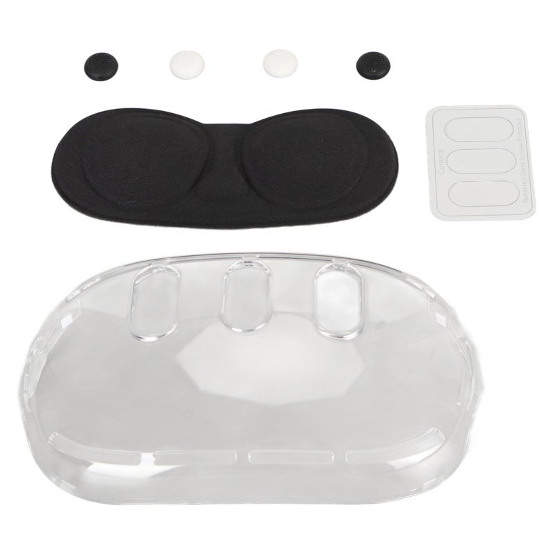 VR Headset Protective Shell Cover Transparent with Protective Lens Cover - Tempered Glass Lens Protectors Joystick Anti Skid Caps for Meta Quest 3 - Image 4