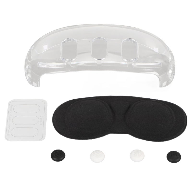 VR Headset Protective Shell Cover Transparent with Protective Lens Cover - Tempered Glass Lens Protectors Joystick Anti Skid Caps for Meta Quest 3 - Image 1