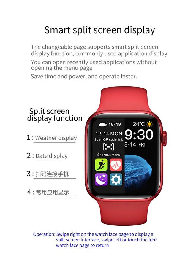 FitPro Full Screen Series 6 Smart Watch With Space Aluminum Case Red - Image 2