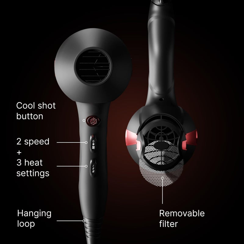 TREZORO Professional Blow Dryer for Women â€“ Ionic Hair Dryer 2000W for Salon & Personal Use â€“ Powerful, Fast & Quiet Drying for Curly Hair, Unwanted Frizz â€“ Design for Travel â€“ 8.2ft Cord â€“ Black - Image 4