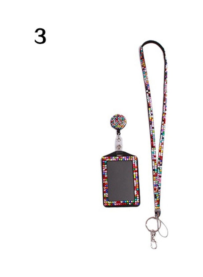 Rhinestone Neck Bling Lanyard Retractable ID Badge Reel Phone Key Holder Multicolor