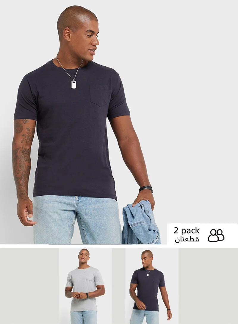 BRAVE SOUL Pack Of 2 Pocket T-Shirt