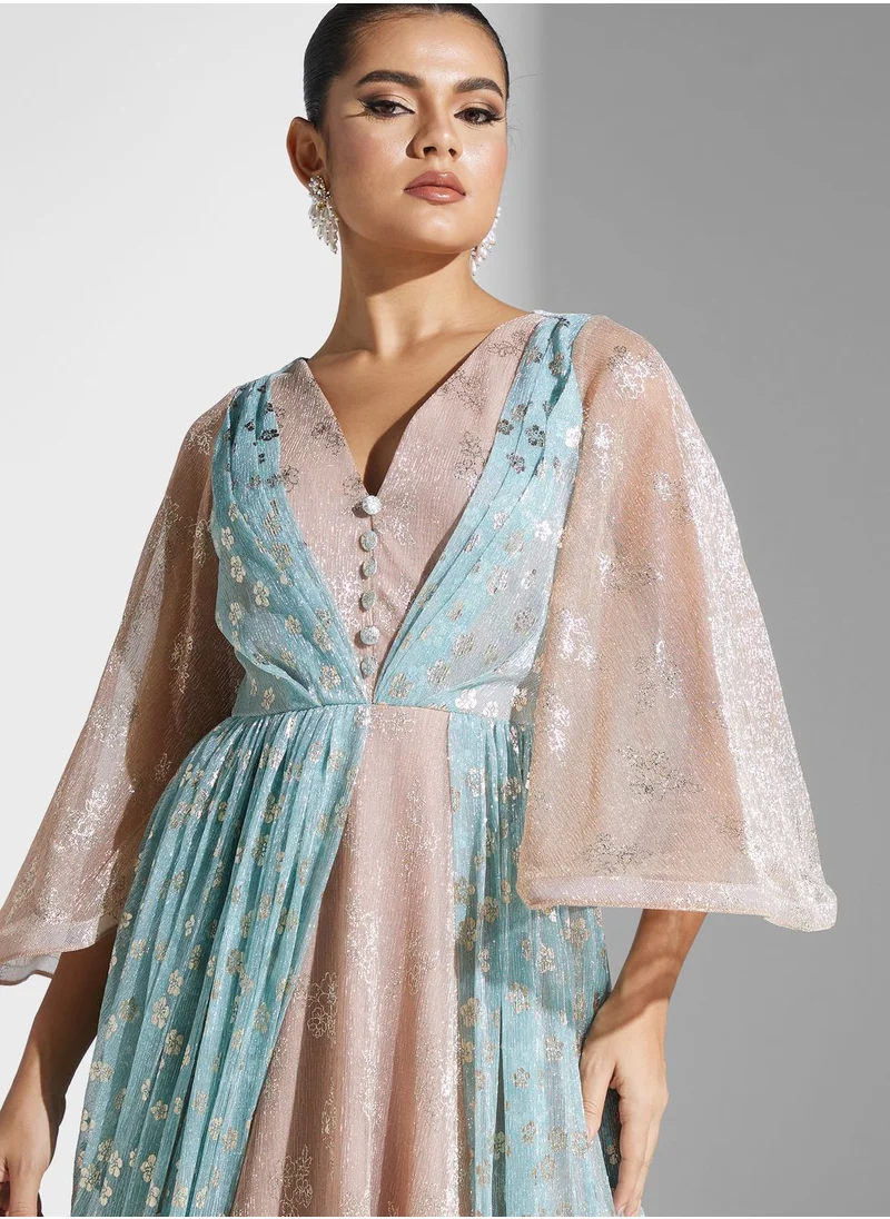 Threadz by Ajooni Plisse Button Detail Dress