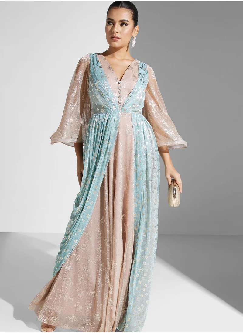Threadz by Ajooni Plisse Button Detail Dress