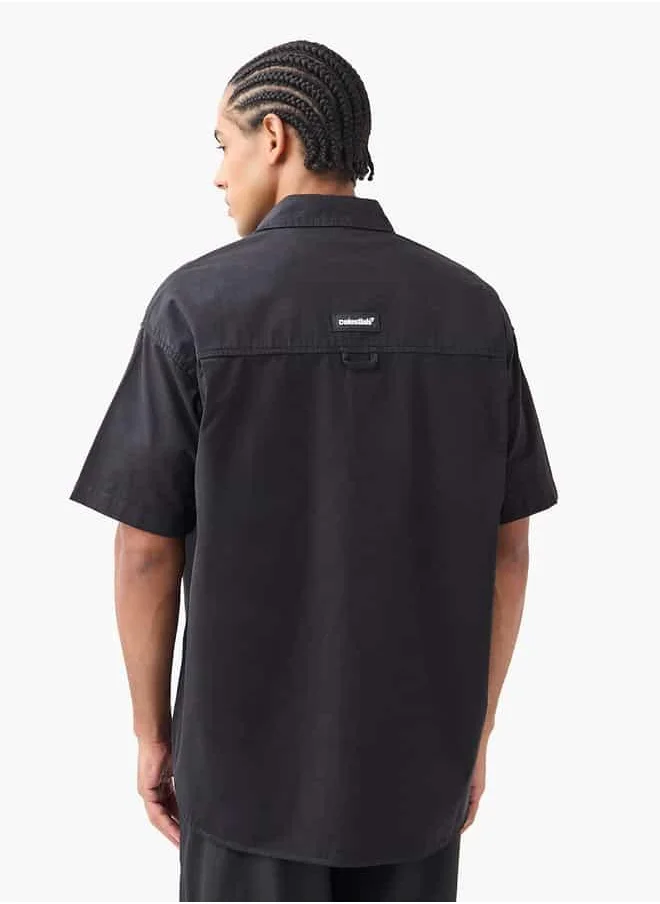 SP Characters Regular Fit Collared Shirt with Short Sleeves and Chest Pockets