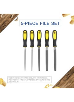 NIBEMINENT 5-Piece File Set With Storage Bag Black/Yellow/Blue 6inch  - Image 5