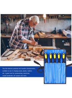 NIBEMINENT 5-Piece File Set With Storage Bag Black/Yellow/Blue 6inch  - Image 3