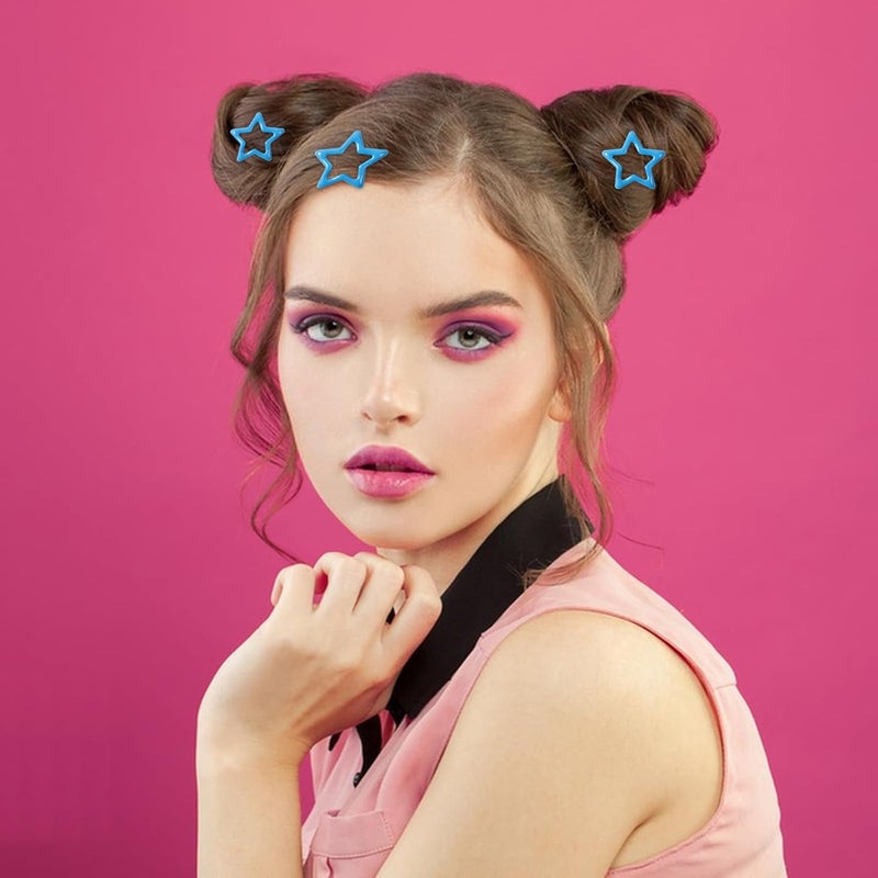 10 Pack Star Hairpin Girl Cute Metal Hairpin  blue - Image 4