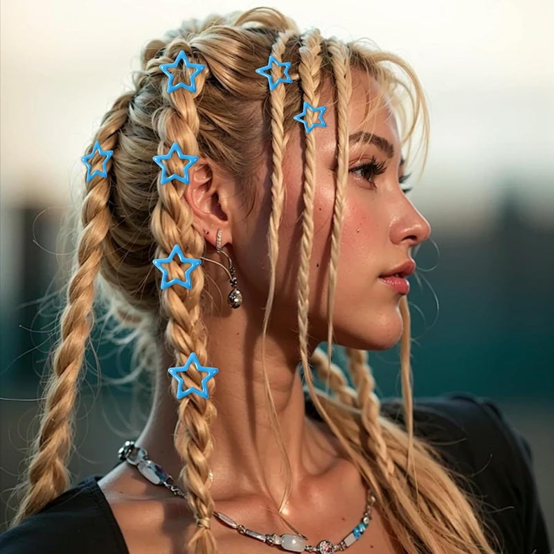 10 Pack Star Hairpin Girl Cute Metal Hairpin  blue - Image 5