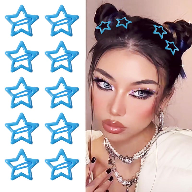 10 Pack Star Hairpin Girl Cute Metal Hairpin  blue - Image 1