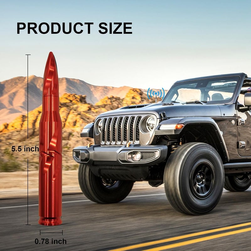 Seprochoo Car Truck Bullet Antenna 50 Cal Bullet Antenna Truck Accessories Universal Replacement for GMC Sierra 1500 Chevy Dodge Ram Silverado 1500 2500 3500 Ford F150 F250 F350 Spiral Pattern (Red, 5.5inch) Efficiency boosted construction - Image 2