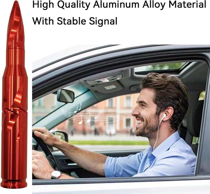 Seprochoo Car Truck Bullet Antenna 50 Cal Bullet Antenna Truck Accessories Universal Replacement for GMC Sierra 1500 Chevy Dodge Ram Silverado 1500 2500 3500 Ford F150 F250 F350 Spiral Pattern (Red, 5.5inch) Efficiency boosted construction - Image 4