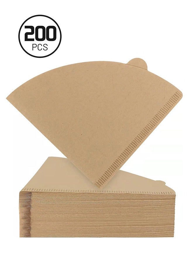 Cone Coffee Filters 200 Count Unbleached Natural Paper(Log color) - Image 1