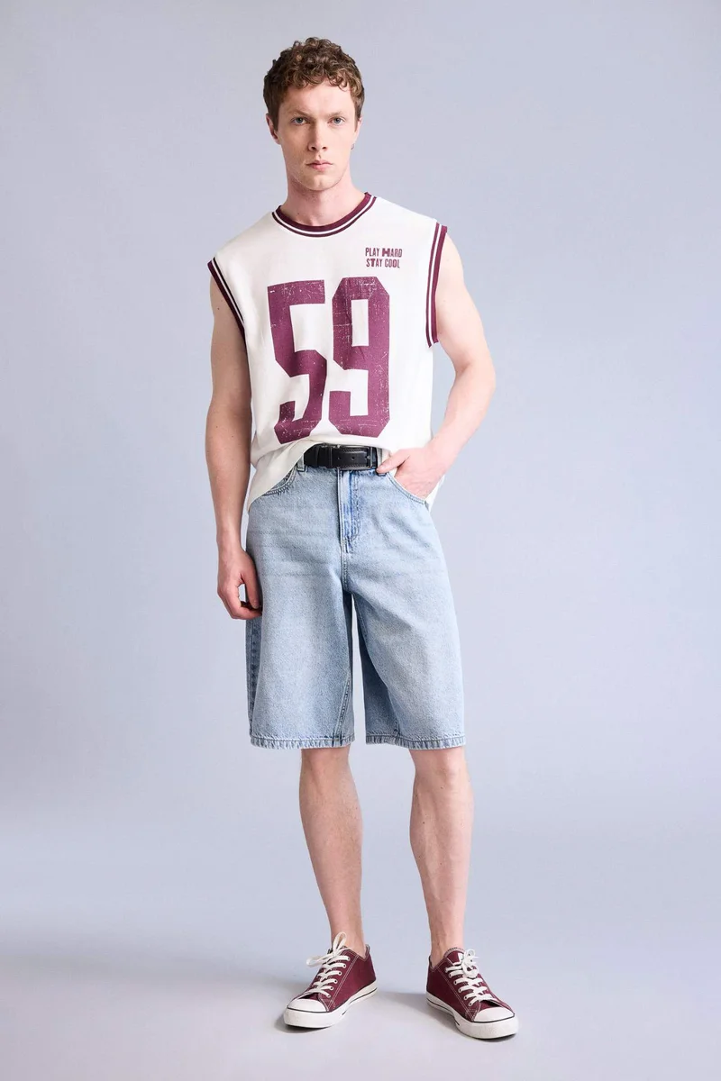 DeFacto Oversize Fit Printed Crew Neck Tank Top