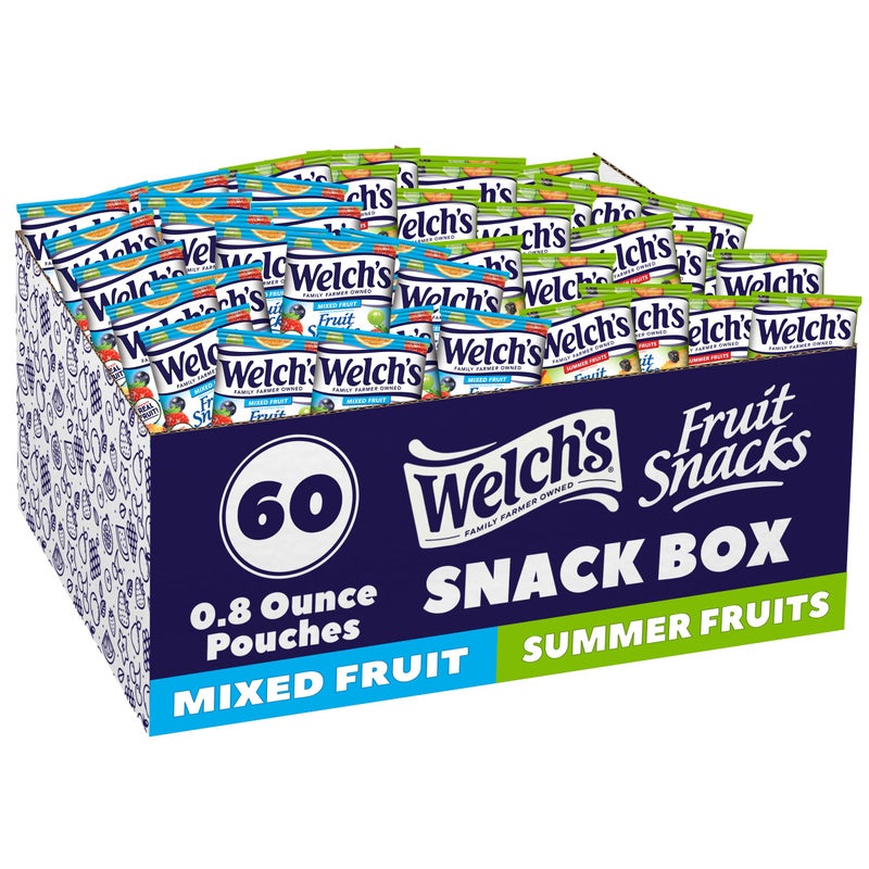 Welch's Fruit Snacks, Mixed Fruit & Summer Fruits Variety Pack, Great for School Lunches, Bulk Pack, Individual Single Serve Bags, 0.8 oz (Pack of 60) - Image 1