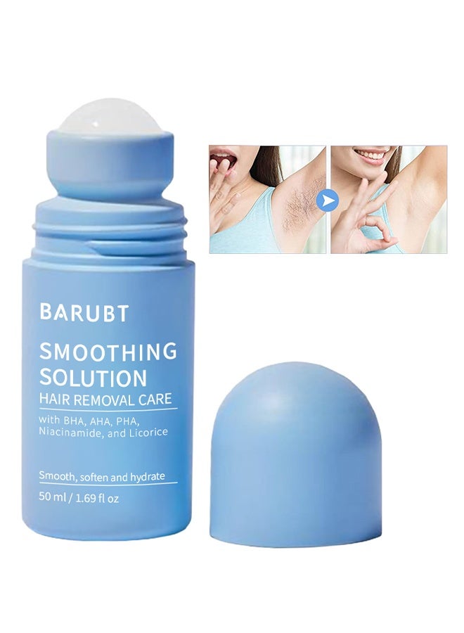 BARUBT Smoothing Solution Hair Removal Care, Ingrown Hair Treatment: Glide Your Way To Silky-Smooth, Bump-Free Skin, With BHA, AHA, PHA, Niacinamide, And Licorice, Smooth, Soften And Hydrate, Hydrating Care For Underarms, Legs, Bikini Line & Arms, 50ML - Image 1