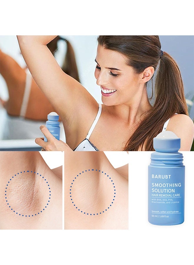 BARUBT Smoothing Solution Hair Removal Care, Ingrown Hair Treatment: Glide Your Way To Silky-Smooth, Bump-Free Skin, With BHA, AHA, PHA, Niacinamide, And Licorice, Smooth, Soften And Hydrate, Hydrating Care For Underarms, Legs, Bikini Line & Arms, 50ML - Image 2
