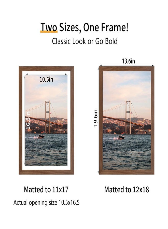 مجموعة إطارات صور YESKAY مقاس 12×18 بوصة (3 قطع) - إطار بني لعرض الصور مقاس 11×17 بوصة مع حافة داخلية أو 12×18 بوصة بدون حافة داخلية، للتعليق على الحائط أفقيًا وعموديًا. - Image 2
