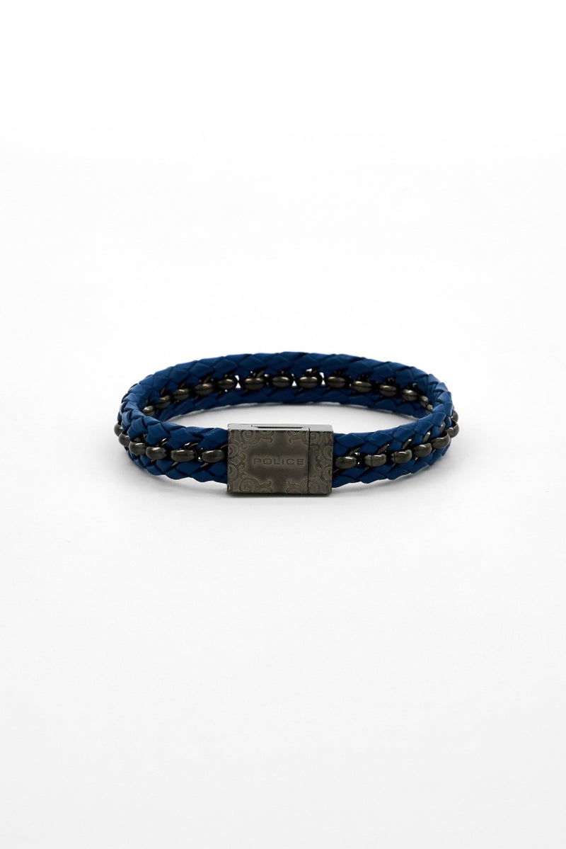 POLICE Men Fashionable Leather Bracelet, Blue - Image 3